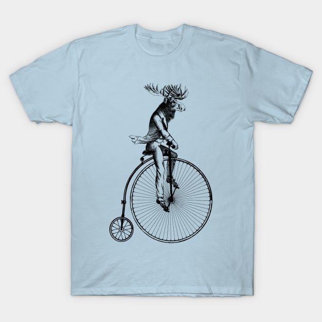 Old School Moose Cyclist T-Shirt by UselessRob